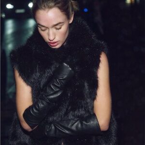 Zara Black Faux Fur Vest NWOT